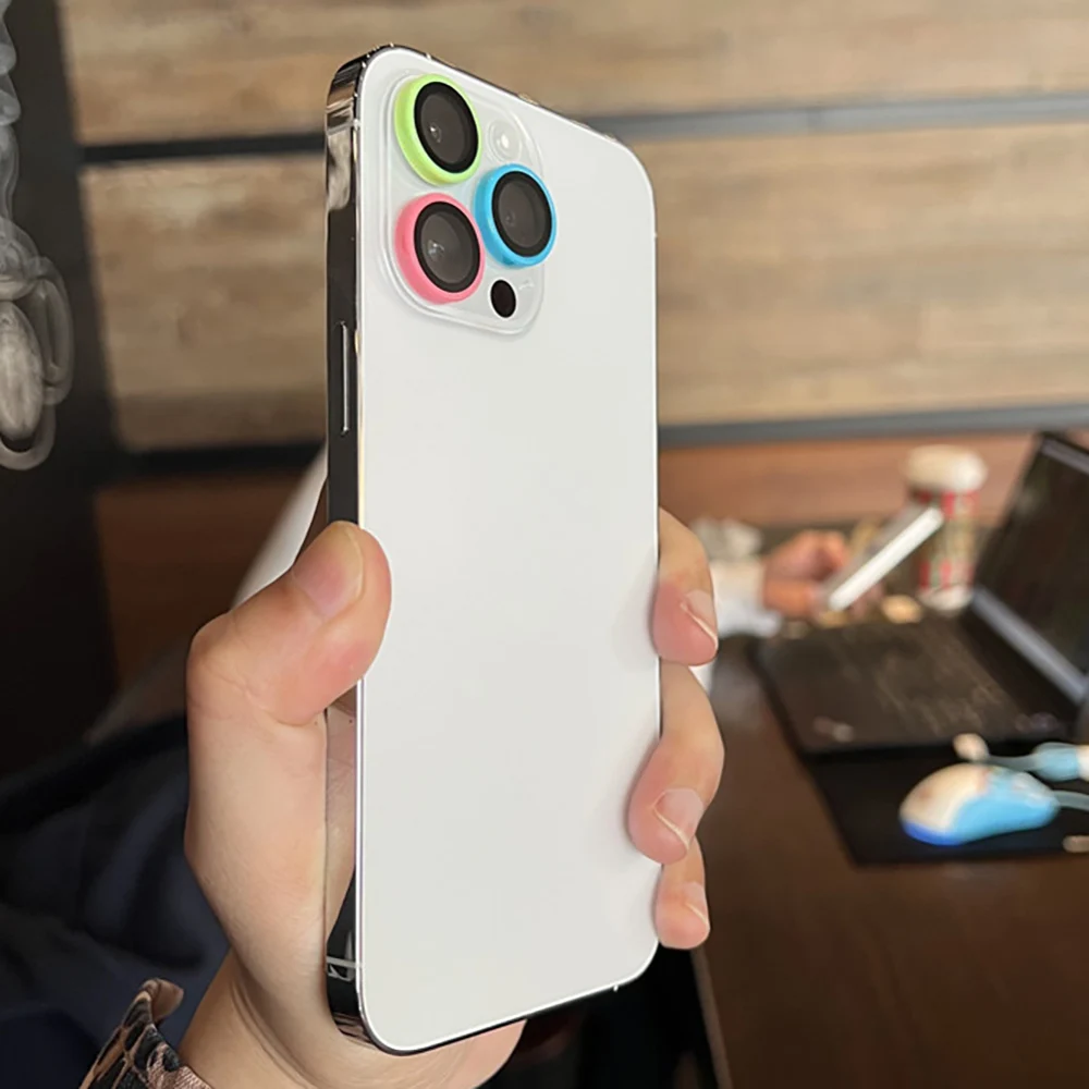 Anti-drop Luminous Ceramic Camera Lens Protector For Apple iPhone 17Air 16 15 14 13 12 Pro Max Plus Anti-scratch Phone Lens Film view 3