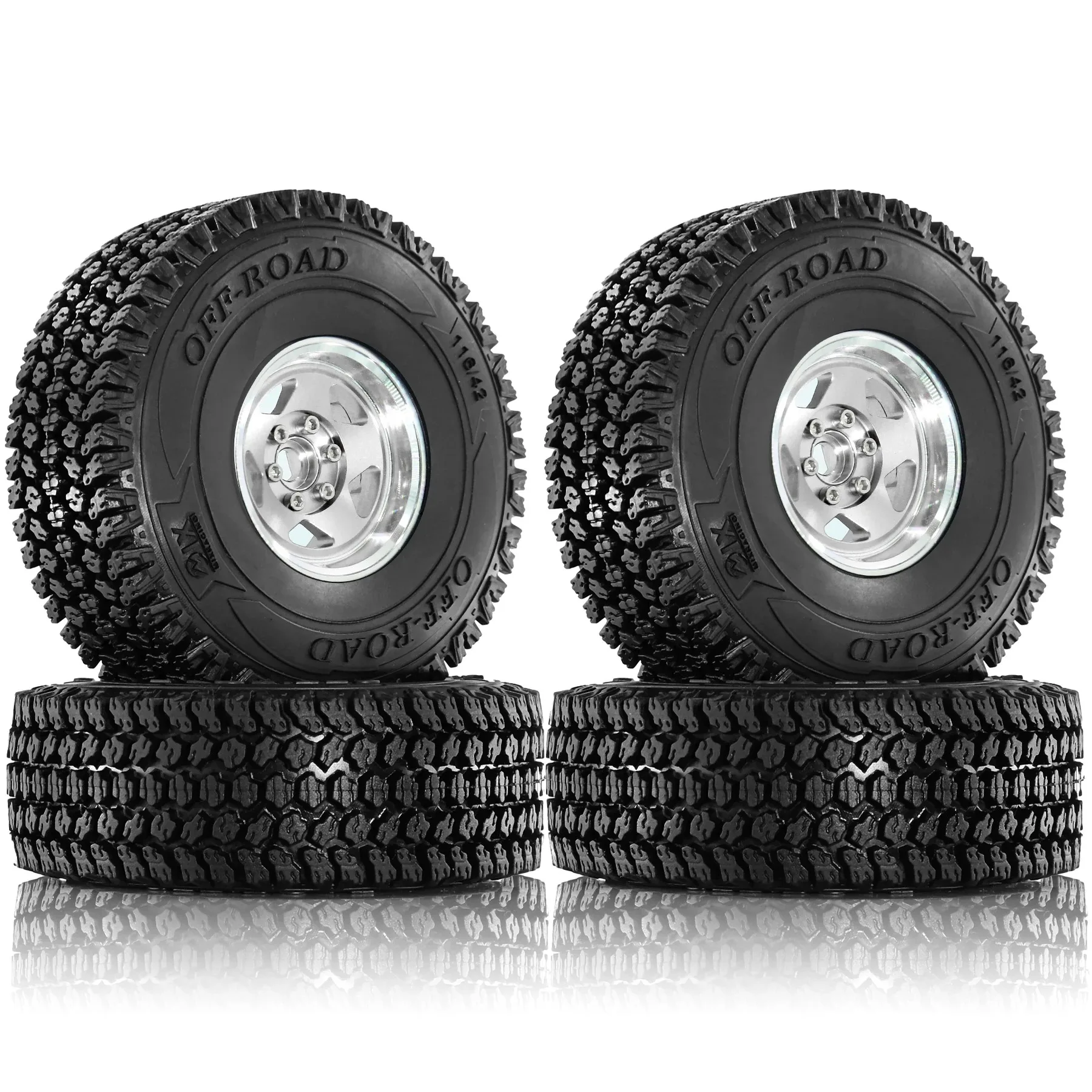 4pcs 1.9″Crawler Mud Tires and Wheel Set for 1:10 RC Crawler Axial Traxxas TRX4 6 AXI03007 SCX10 9004 SCX10 III Tamiya CC01