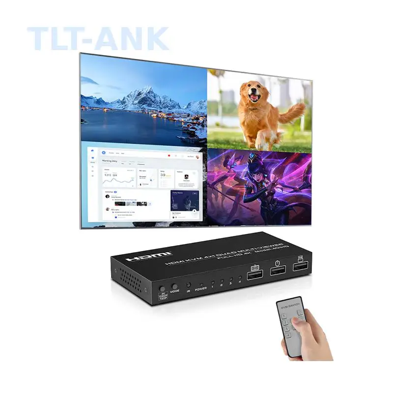High Quality 3840*2160/30Hz 4 Port 4*1 HDMI-compatible Kvm Screen Divider Quad Mutil Viwer