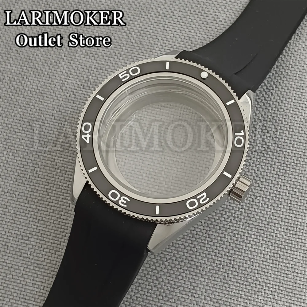 LARIMOKER-caja de reloj de cristal de zafiro de 41,5mm, correa de goma para reloj, compatible con NH35, NH36, NH34, NH37, ETA2824, PT5000, Miyota 9015, movimiento