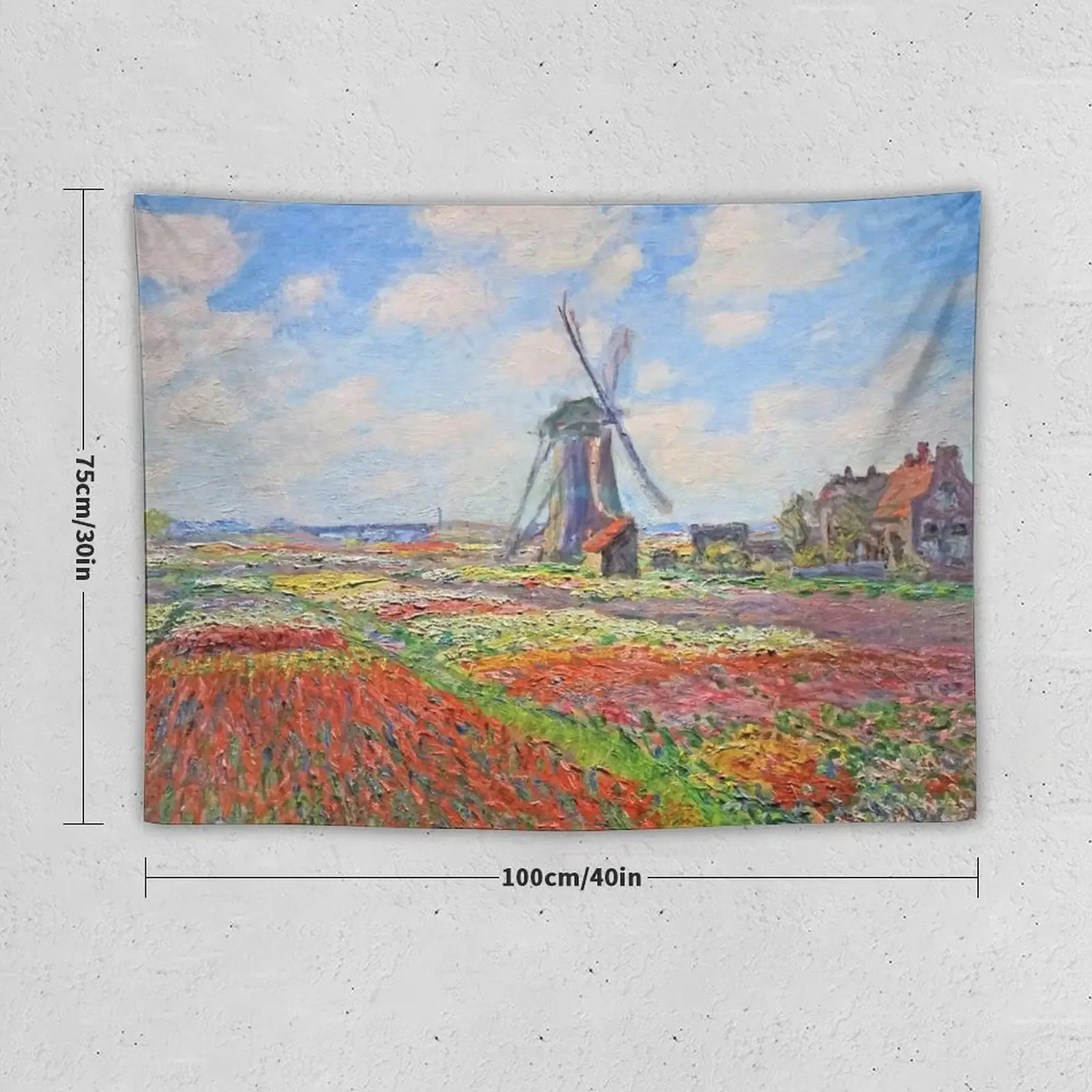 Claude Monet - Tulip Field In Holland Tapestry Aesthetic Room Decor Room Decoration Korean Style Tapestry