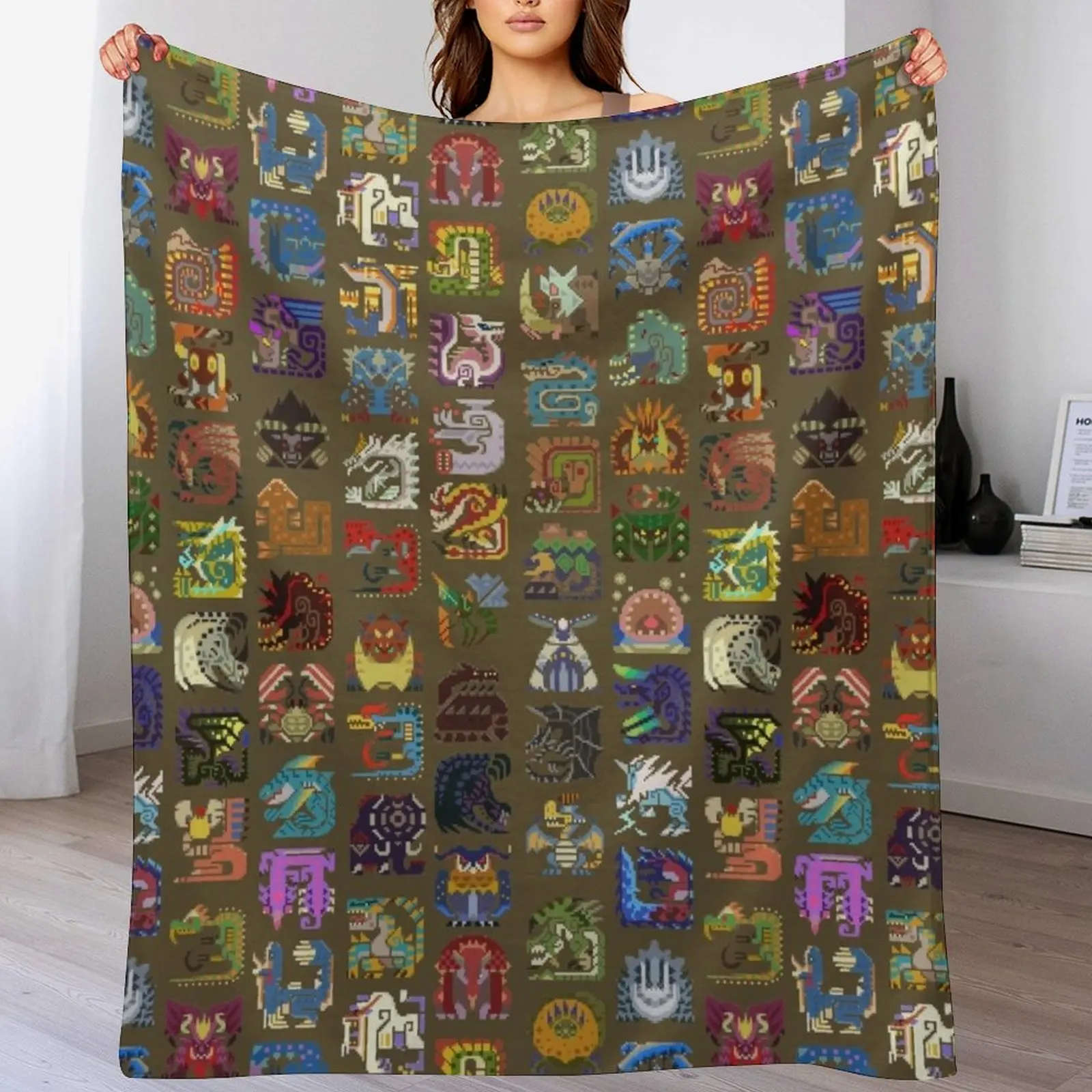 

Large Monsters! Throw Blanket Air Conditioner Soft Blanket for Office Home