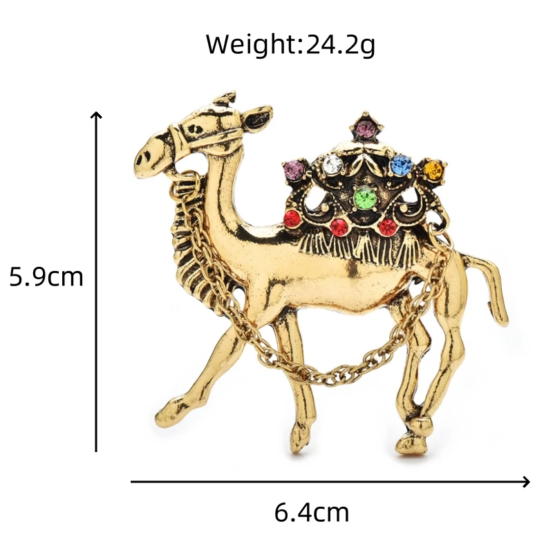 Wuli & baby خمر جميل الجمل دبابيس للنساء الرجال متعدد الألوان حجر الراين الصحراء الحيوان حفلة عادية بروش دبابيس الهدايا
