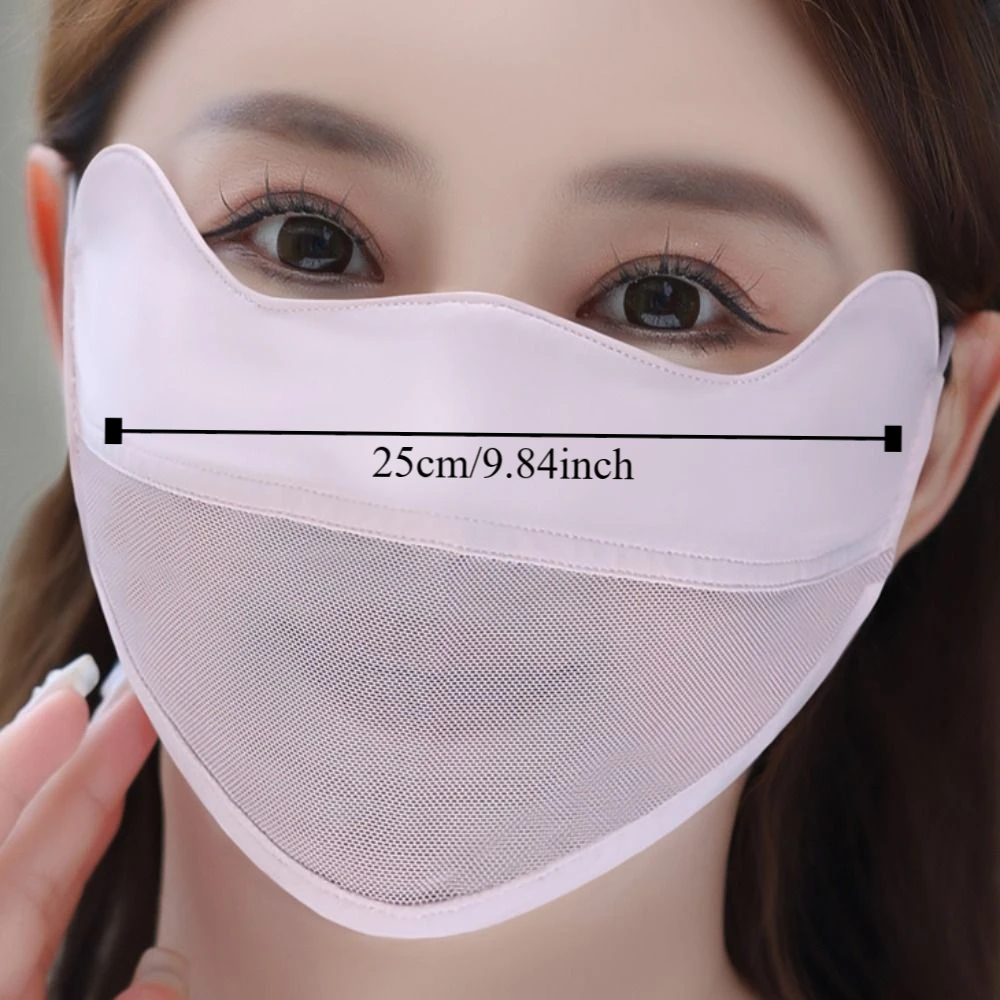 Adjustable UV Protection Ice Silk Face Scarf Solid Color Face Scarves Sunscreen Veil Face Mask Mesh Anti-uv Face Cover Hiking