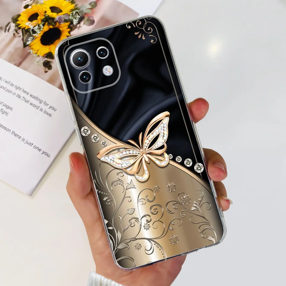 For Xiaomi Mi 11 Lite Case Luxury Marble Butterfly Phone Back Cover For Xiaomi Mi 11 Lite 5G NE Transparent Funda Mi11 Lite Capa
