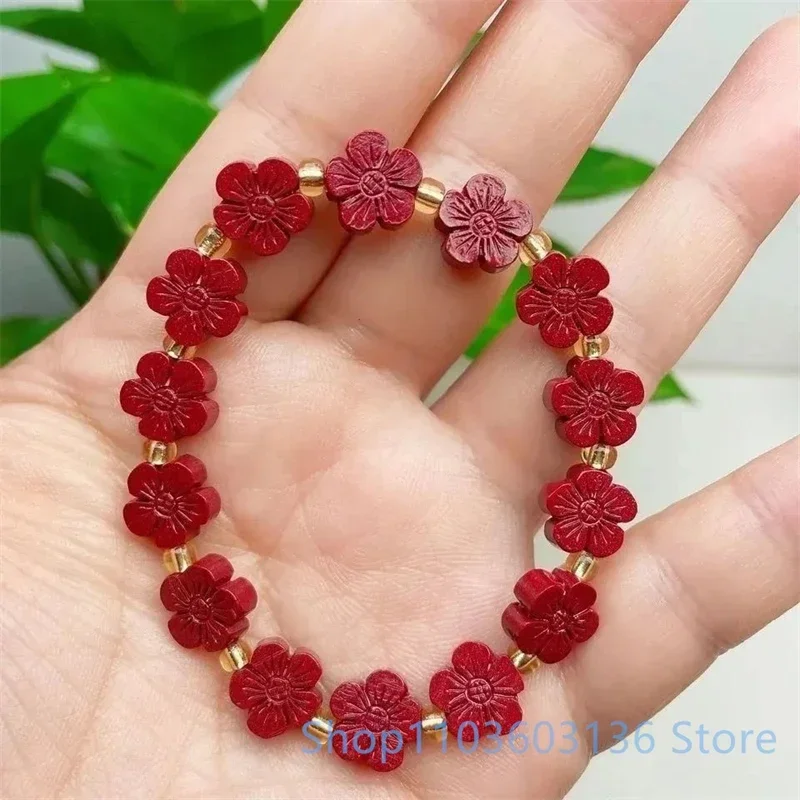 Raw Ore Cinnabar Lucky Flower Bracelet High Content Purple Gold Sand Single Circle Bracelet for Women Luxury Christmas Gifts