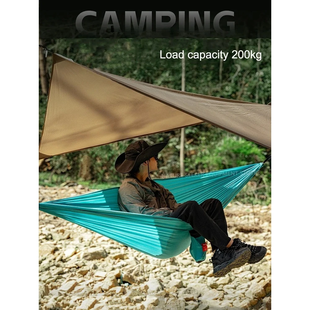 

Гамак для кемпинга на открытом воздухе с сумкой для хранения 210T, высокопрочная подвесная спальная кровать для пляжного пикника, грузоподъемность 200 кг, гамаки