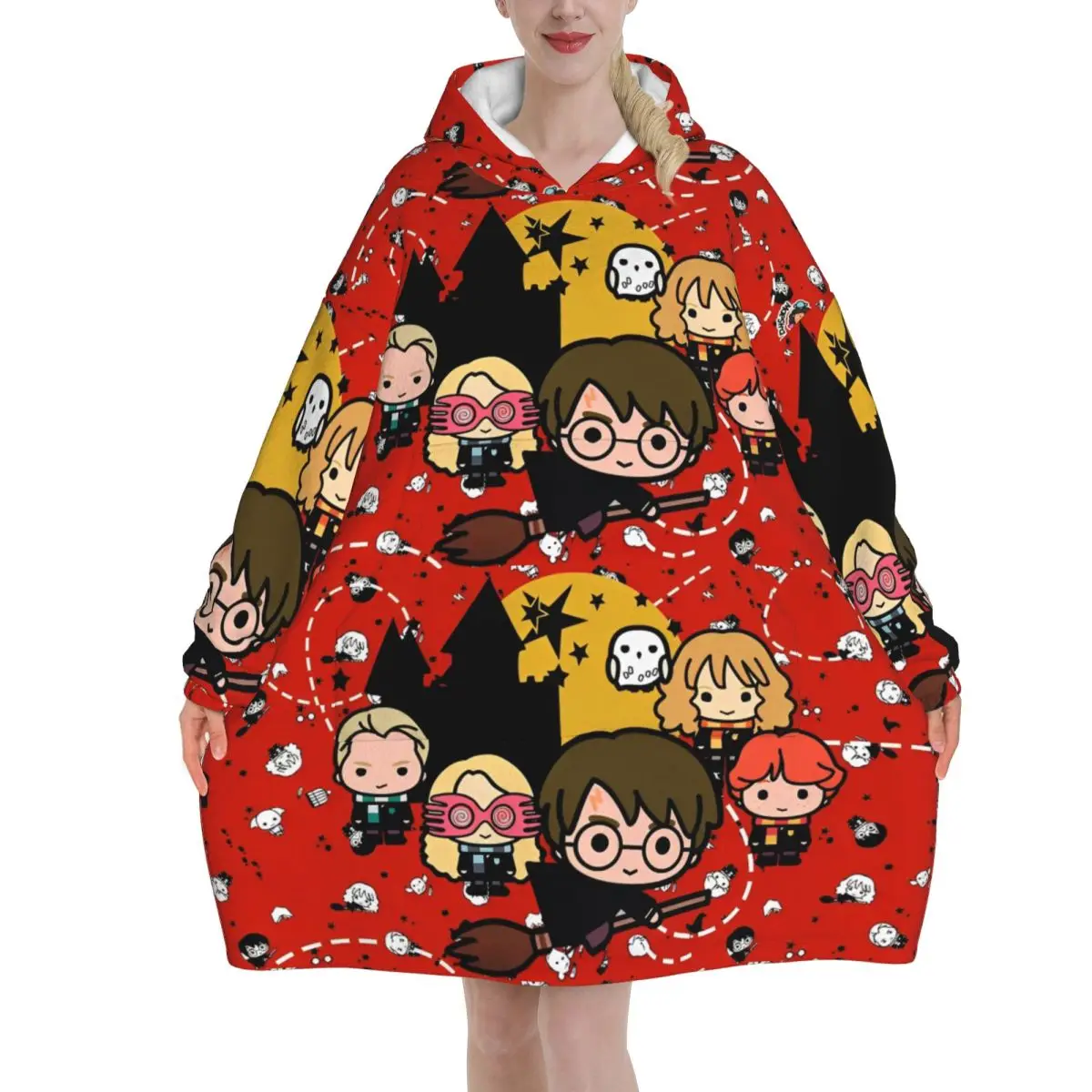 Harrys Potters Magic School Blanket Hoodie Oversized Wearable Sweatshirt Blanket Warm Gifts for Women Girls Girlfriend