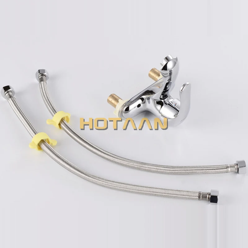 . Deck mounted two hole bathroom basin mixer, bathroom faucet water mixer , basin tap with 2 pcs hose pipe YT-5038