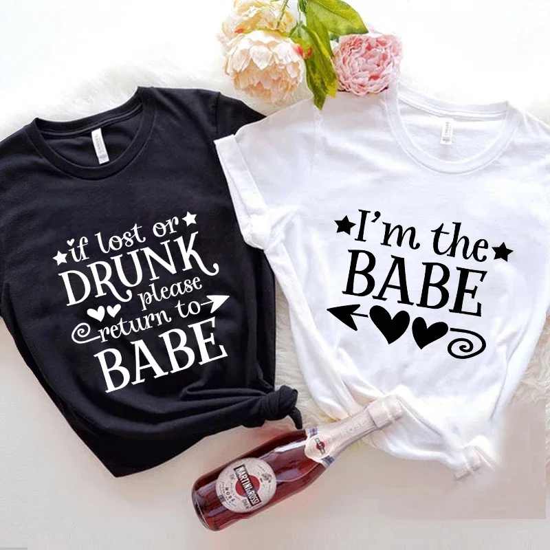 If Lost or Drunk Please Return To Babe Wifeboyfriend Girlfriend Husband Drinking Party Tees Funny Couples Matching Women T-shirt