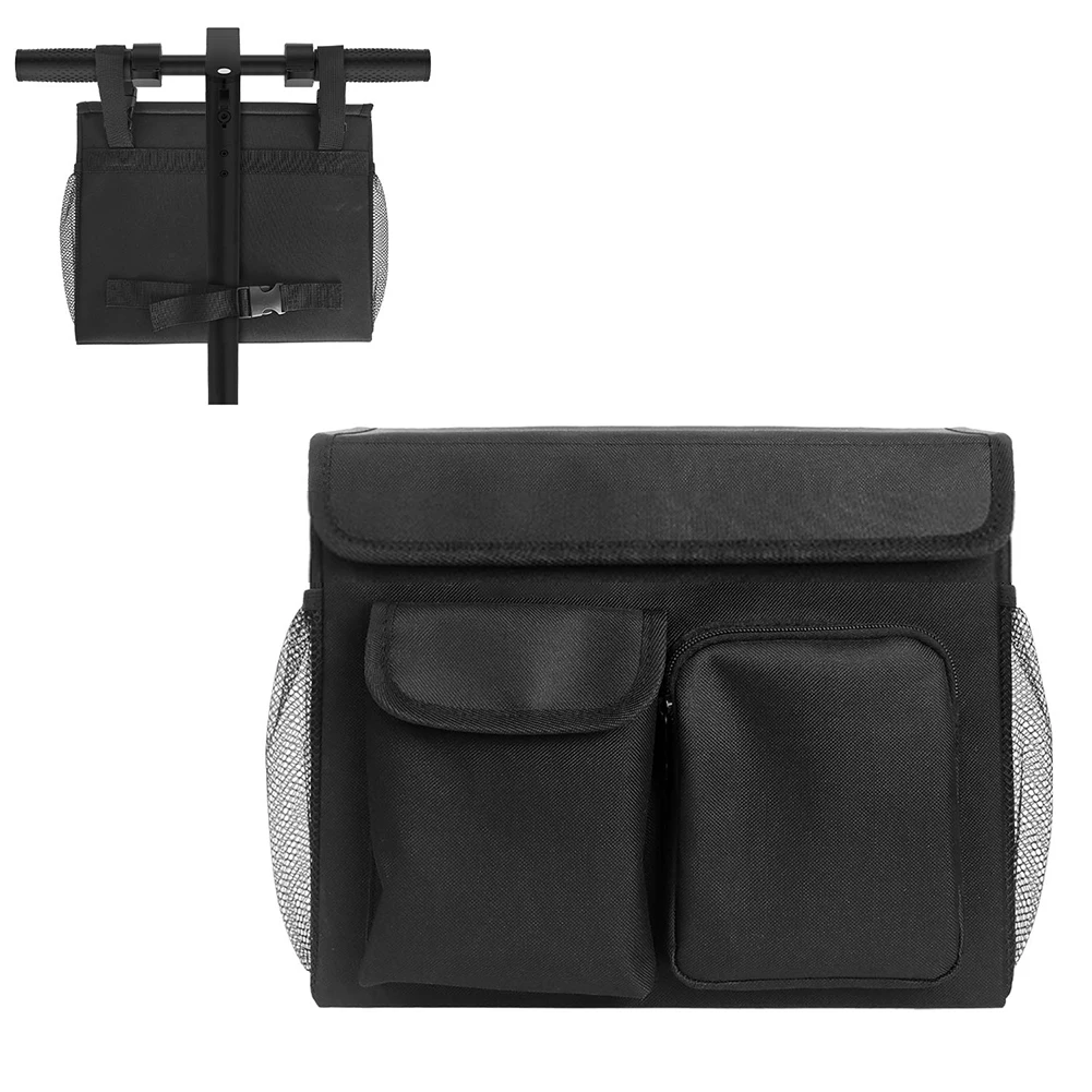 Multi Compartment Scooter Front Storage Bag with Padded 14 Inch Laptop Sleeve and Integrated Cup Holders for Secure Carrying