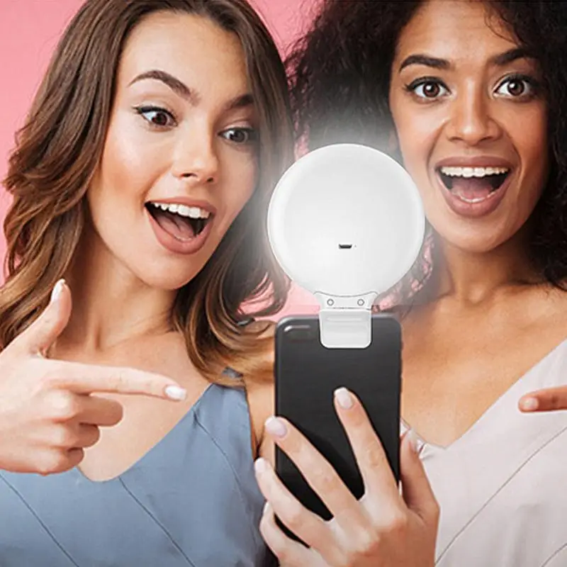 Selfie Light, 60 LED 800mAh Rechargeable Cell Phone Fill Light 3 Level Brightness, Portable Clip on Light