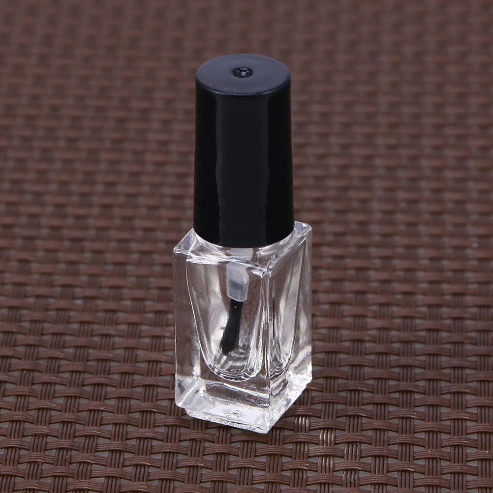15Pcs Nail Polish Bottle Transparent Glass with Brush Black Cap for DIY Empty Container Reusable Chic Liquid Packaging