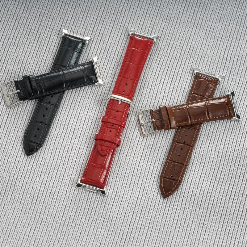 

Leather Band for Samsung galaxy watch 8 classic/8 40 44mm Bamboo pattern strap for galaxy ultra 2025 47mm smartwatch Bracelet