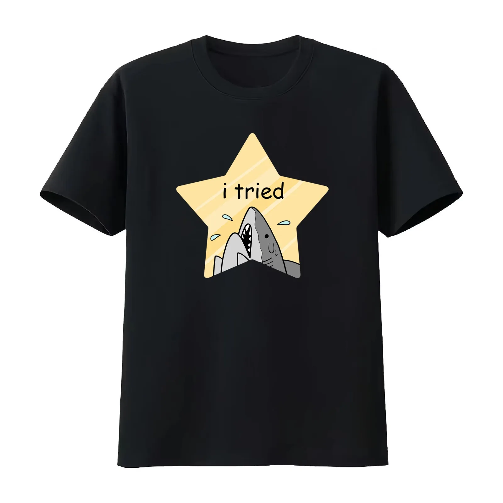 i tried T-Shirt Summer Casual Cotton Tee Oversized Streetwear Tops Vintage Graphic Print Loose Fit Short Sleeve 100% Cotton