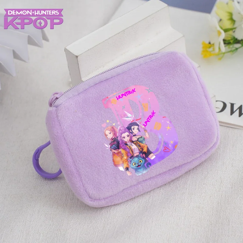 K-pop Demon Hunters Kawaii Y2k porte-monnaie en peluche petite carte d'argent clé écouteur pochette de rangement Portable femmes portefeuille à fermeture éclair cadeaux