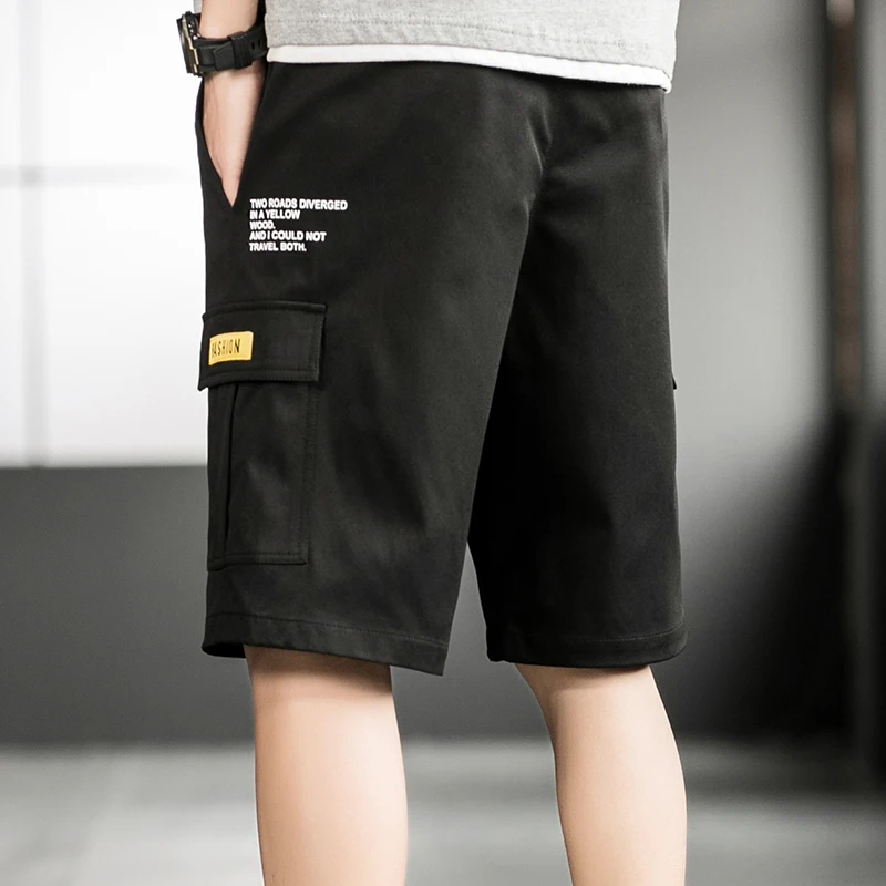 شورت ملابس العمل للرجال مع حزام خصر مطاطي كاجوال وتصميم برباط، يتميز بحزام خصر كبير ومطاط كلاسيكي