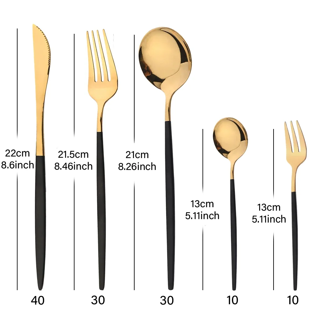 30Pcs Cutlery Set Stainless Steel Dinnerware Set Western Flatware Knife Fork Tea Spoon Mirror Tableware Kitchen Silverware Set