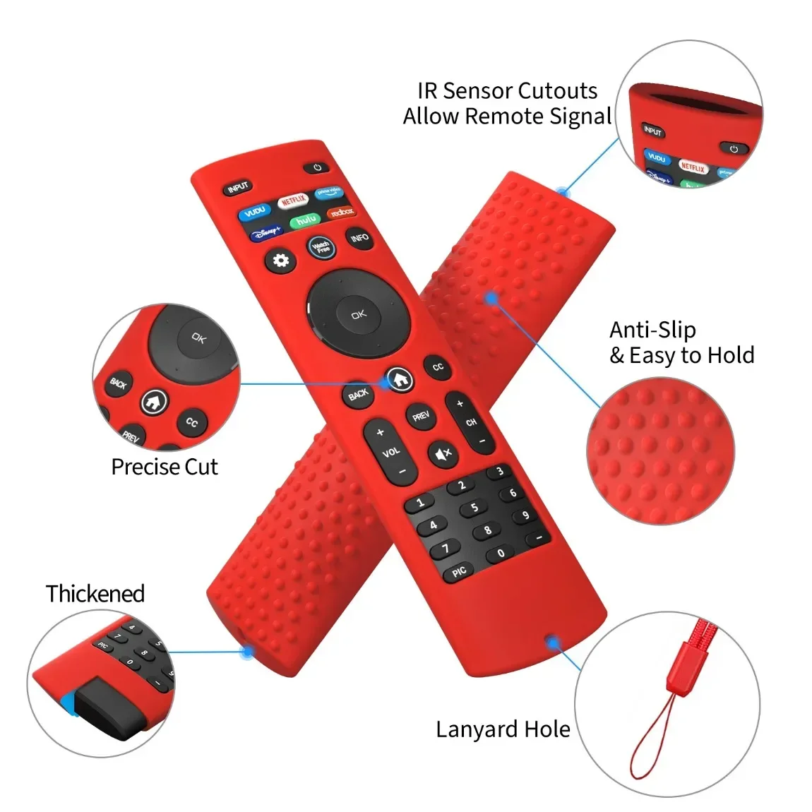 VIZIO XRT140 remote controller for smart TV, soft silicone shell, shockproof and antiskid shell, intelligent remote controller.