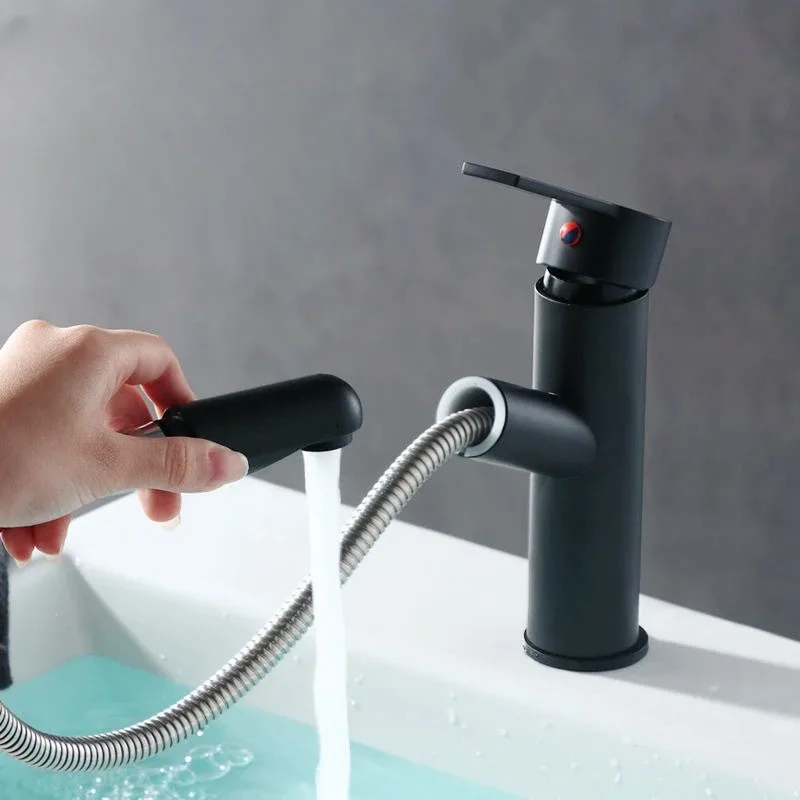 Black faucet pull-out style for bathroom sink