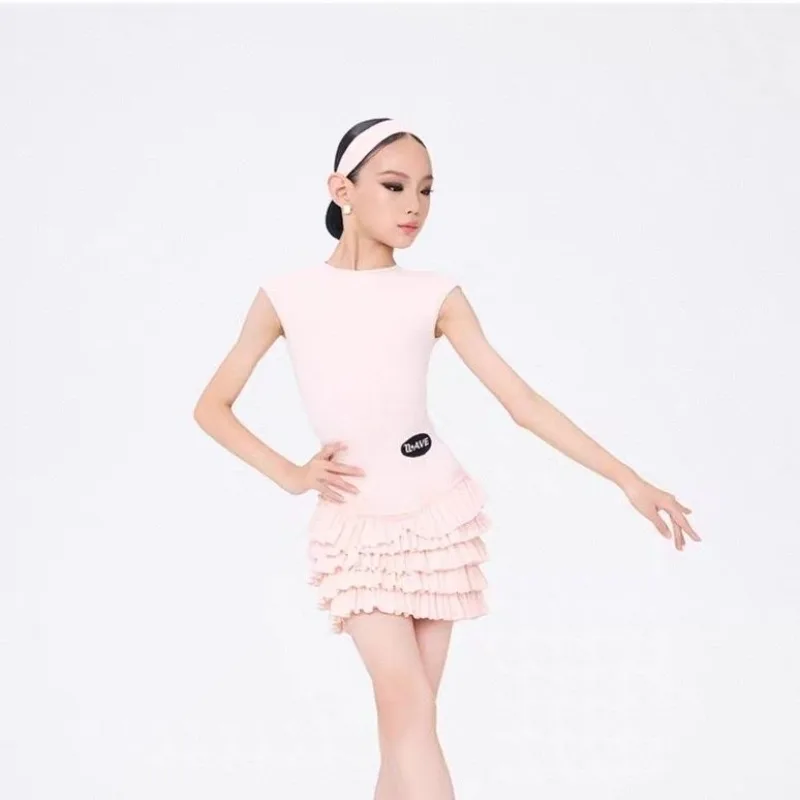 Nowy strój do tańca latynoamerykańskiego dla dziewcząt - wysokiej jakości strój do codziennych treningów z wykwintnym i modnym designem - spódnica w kształcie tortu