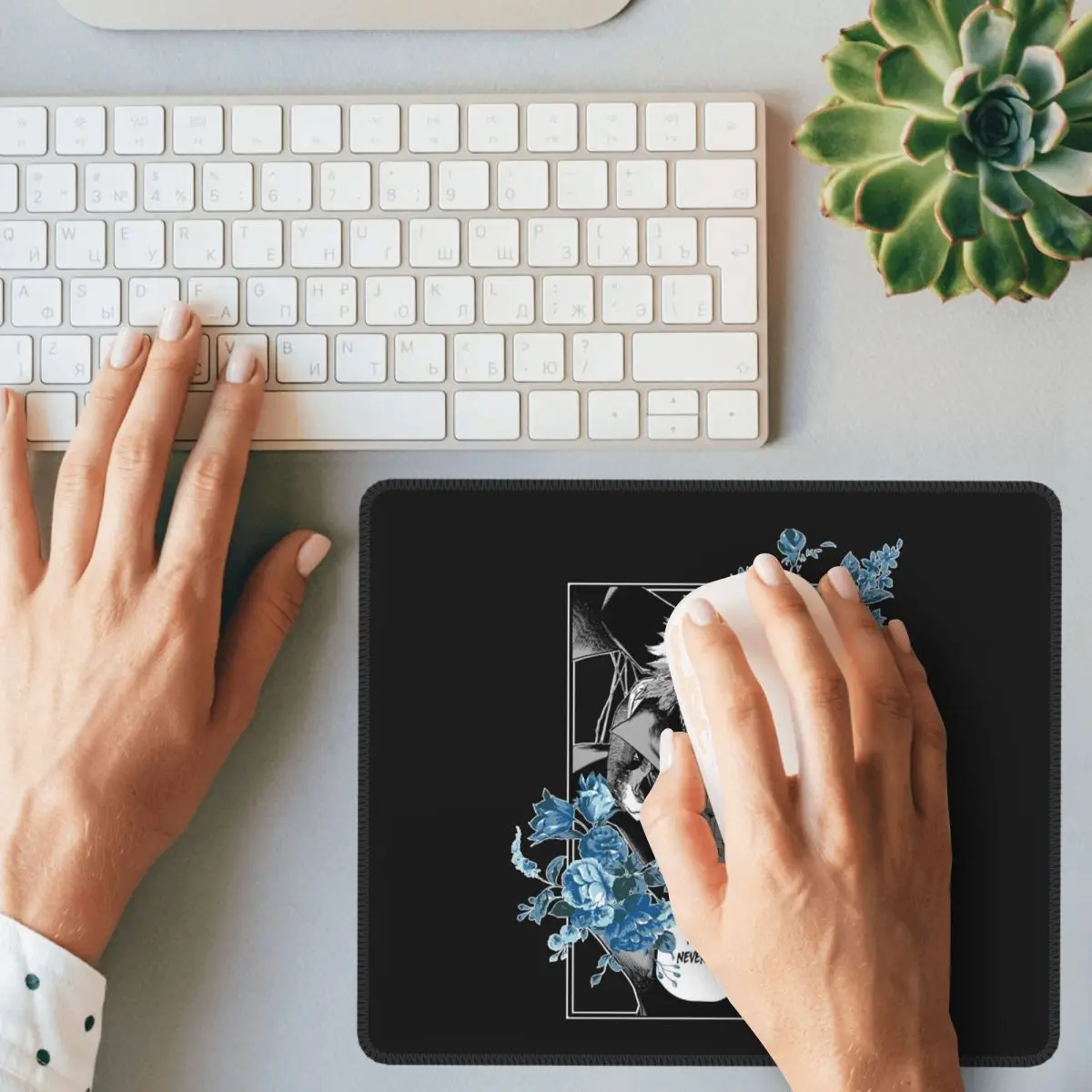 My Hero Academia Dabi Anime Blue Flowers Mouse Pad Computer Keyboard Mouse Mat Gamer PC Desk Mat Office Table Mats