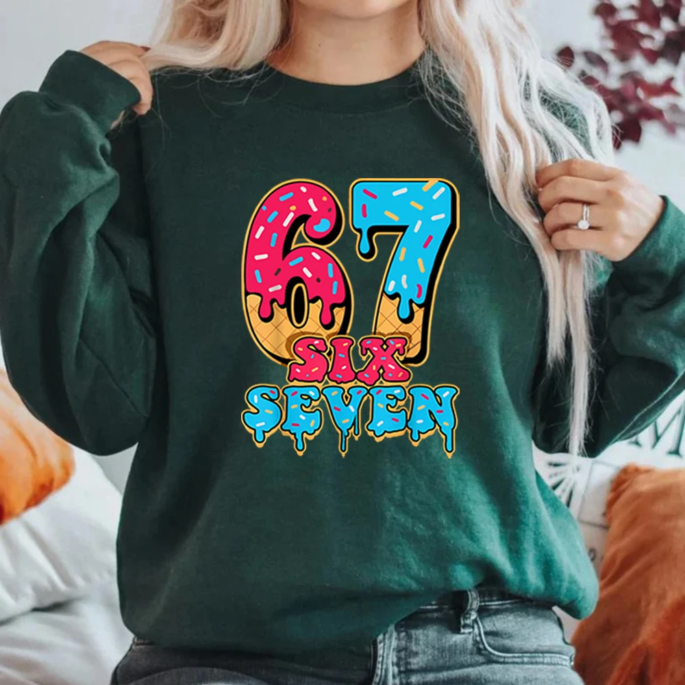 67 ميمي مضحك اللفة عيد الميلاد البلوز البيسبول بالتنقيط عدد 67 لاعب قميص ستة سبعة الآيس كريم بالتنقيط عيد الميلاد مضحك Bruh البلوز #5