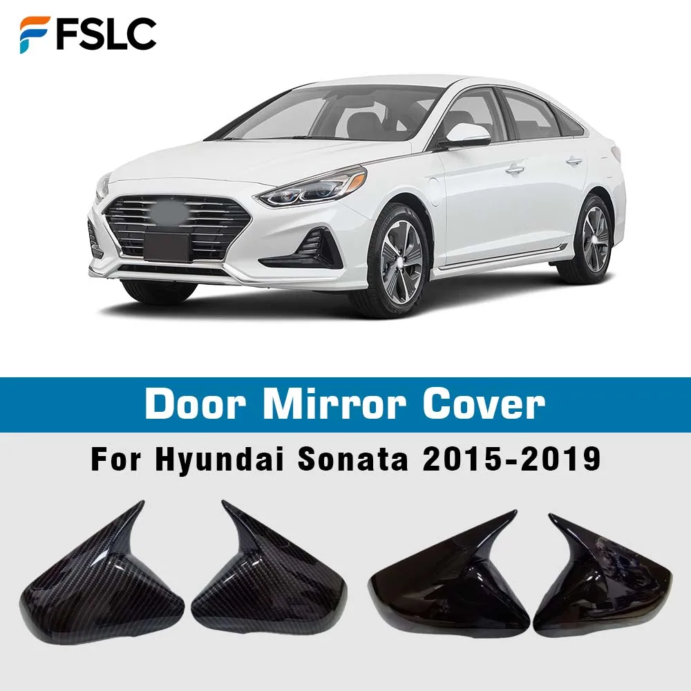 

Стайлинг автомобиля из углеродного волокна, глянцевый черный чехол для дверного зеркала для Hyundai Sonata 2015-2019, автомобильные аксессуары заднего вида, украшение