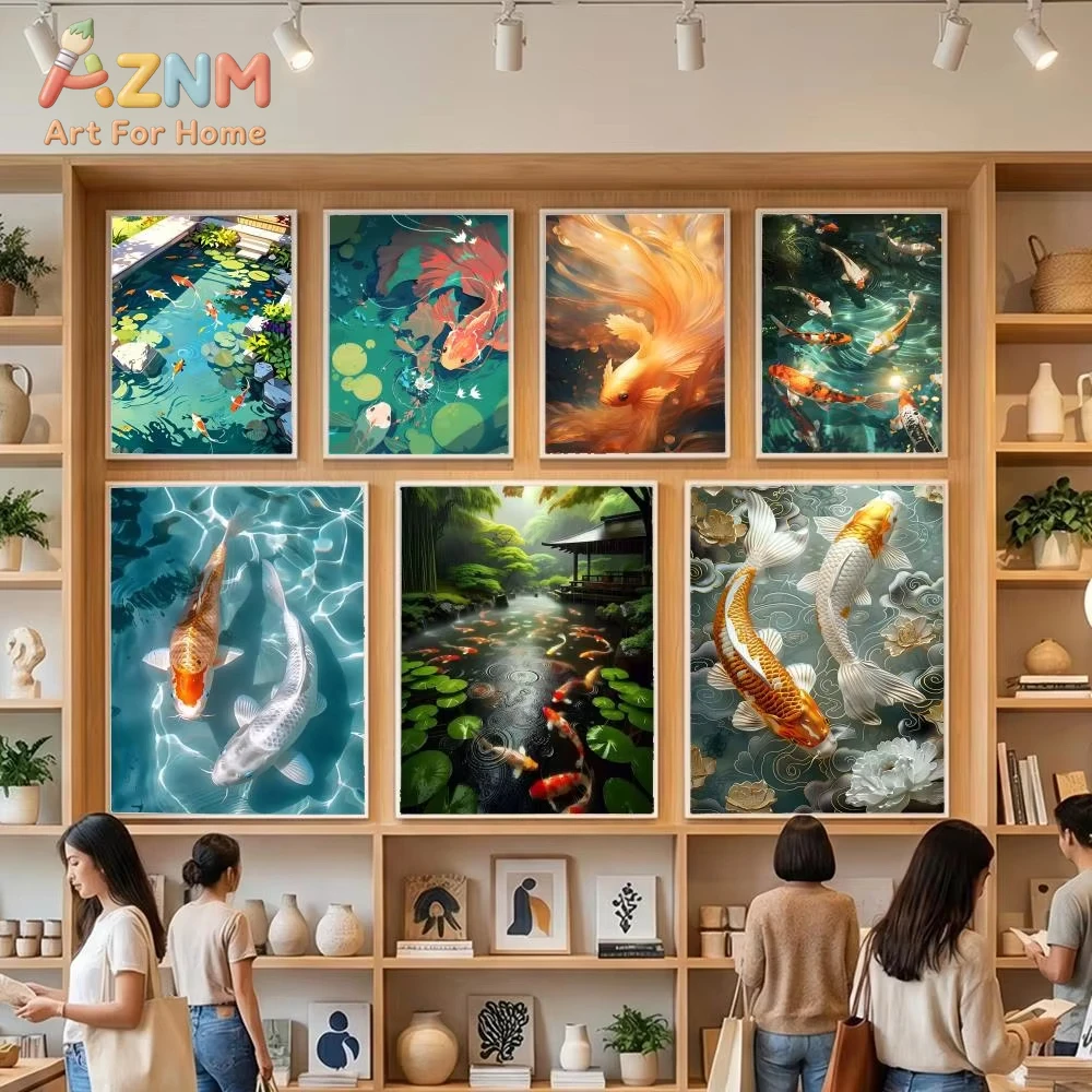 

Постер с изображением карпа кои, приносящего удачу, на холсте, для декора дома и комнаты, 1 шт.