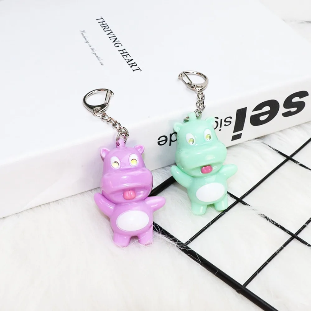 Keychain Mini Moo Deng Key Ring Luminiferous Anti-loss Bouncing Pig Mu Dang Doll Popular Plastic Dwarf Hippo Pendant Travel