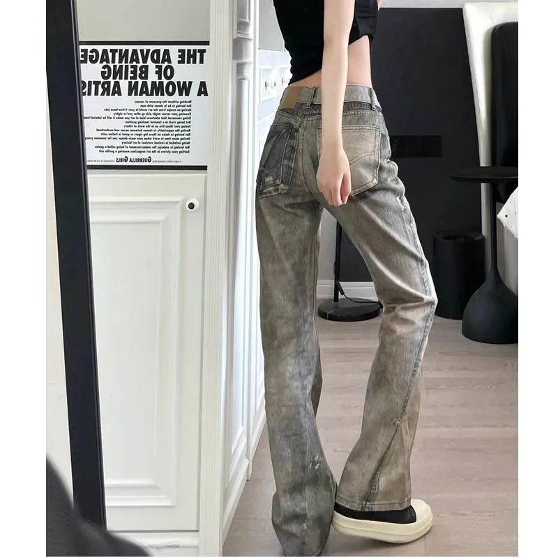 2025 WomenAmerican High Street lekko pikantne dżinsy z nadrukiem modna marka przystojne spodnie wiosenna i jesienna nowa kolekcja
