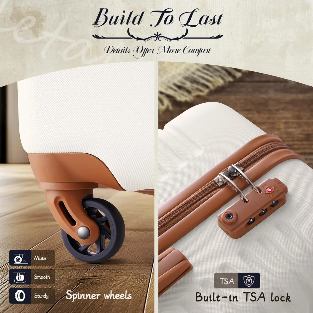 3 Piece Luggage Set - Lightweight Hardshell Carry-On Spinner Suitcase with TSA Lock, Gray for Travel