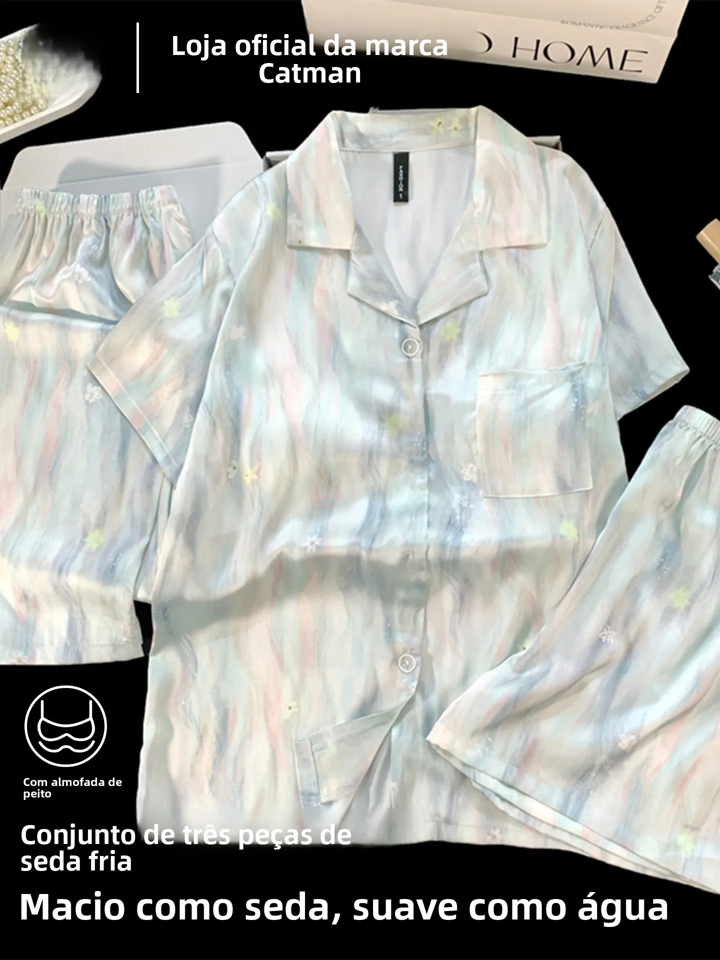 lady-summer-ice-silk-sleepwear-with-chest-pad-short-sleeve-open-cardigan-wearable-outdoor-home-clothes-three-piece-set