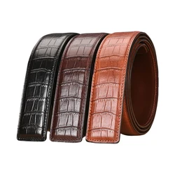 Belt men's genuine leather, smooth buckle 3.4cm 3.8cm, headless pure cowhide automatic buckle, buttonless pants belt strip