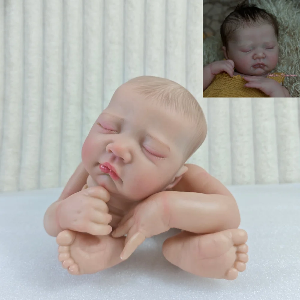 16 Inch Already Painted Reborn Doll Kit Premature With Painted Hair and Cloth Body Unassembled Handmade Doll Parts DIY