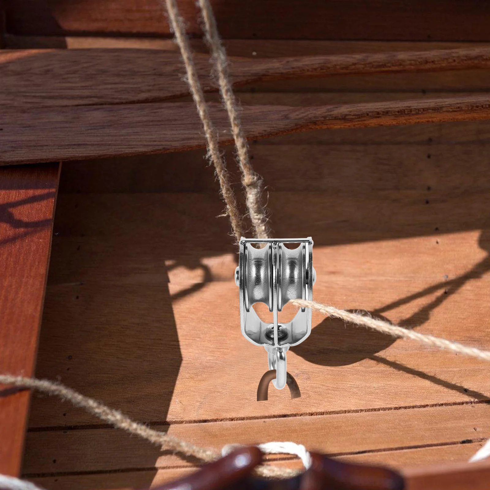 

Marine Grade Stainless Steel Pulley Heavy Duty Dual Wheel Traction Lifting for Fishing Nets Boats Docks Wire Rope Pulley Block