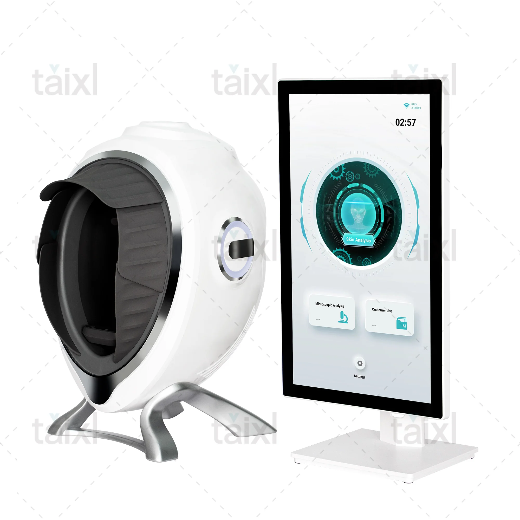Machine d'analyse de peau à miroir magique intelligent AI - Scanner d'analyse faciale numérique 3D pour la détection d'humidité des rides.