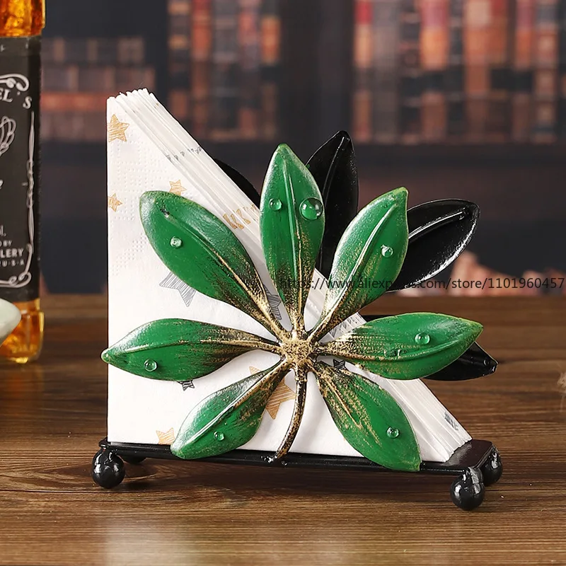 

Wrought Iron Leaf-Shaped Tissue Holder Tissue Storage Home Hotel Restaurant Tabletop Decorative Ornament Standing Tissue Holder