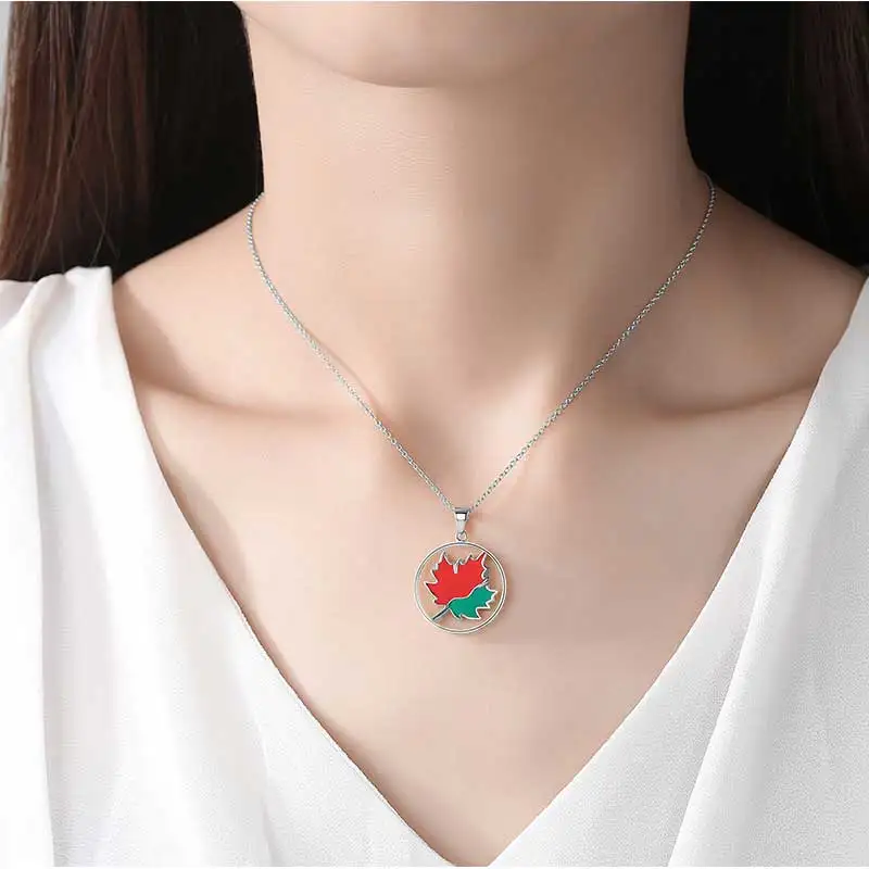 KALETINE New Tree of Life Leaf 925 Sterling Silver Necklace Green Red Dispensing Pendant Women Fine Jewelry Gift