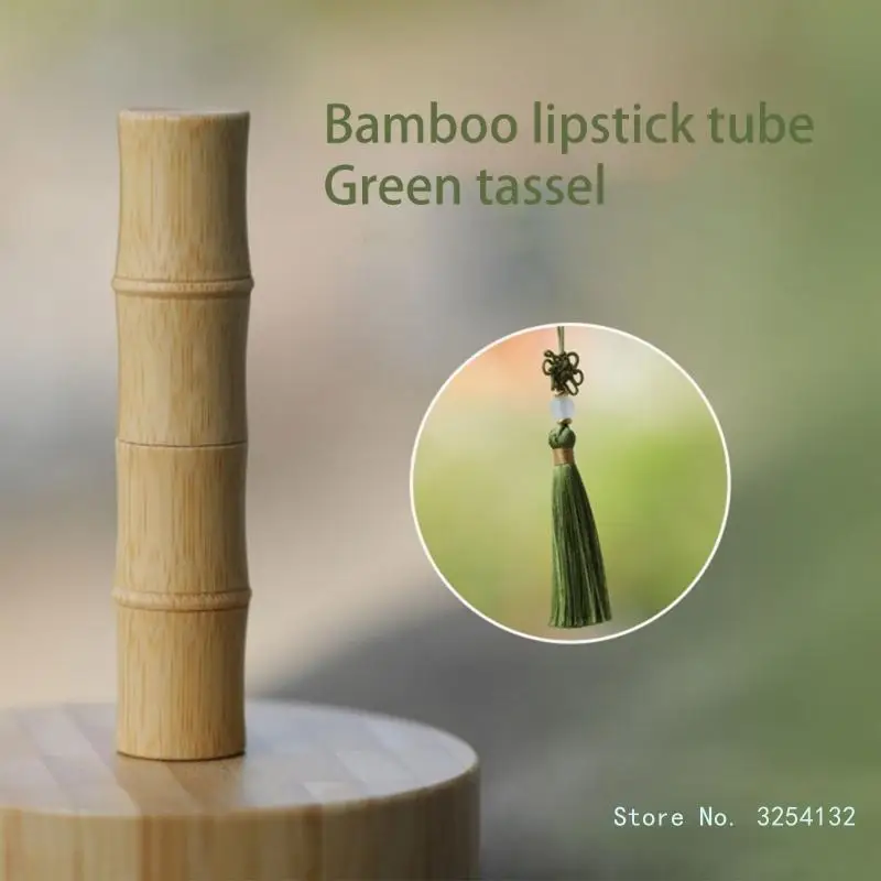 2.8g Natural Bamboo Roller Bottles Lip Tube with Tassels Essential Oils Roller Bottle Massage Oil Bottle for Woman