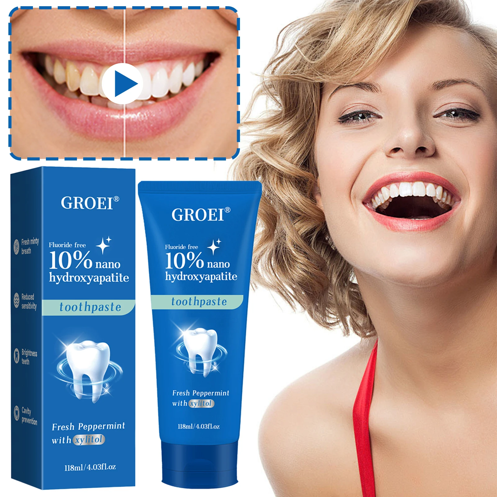 

118ml 10% Nano-Hydroxyapatite Toothpaste Remove Coffee Tea Stains Arbutin Toothpaste Refreshing Breath Teeth Whitener
