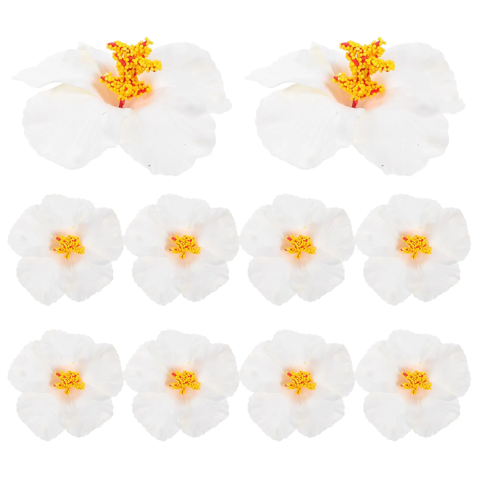 

12 Pcs Artificial Hibiscus Flowers EVA Material DIY Decor Summer White Ornament Luau Party Favors Hawaiian Centerpieces