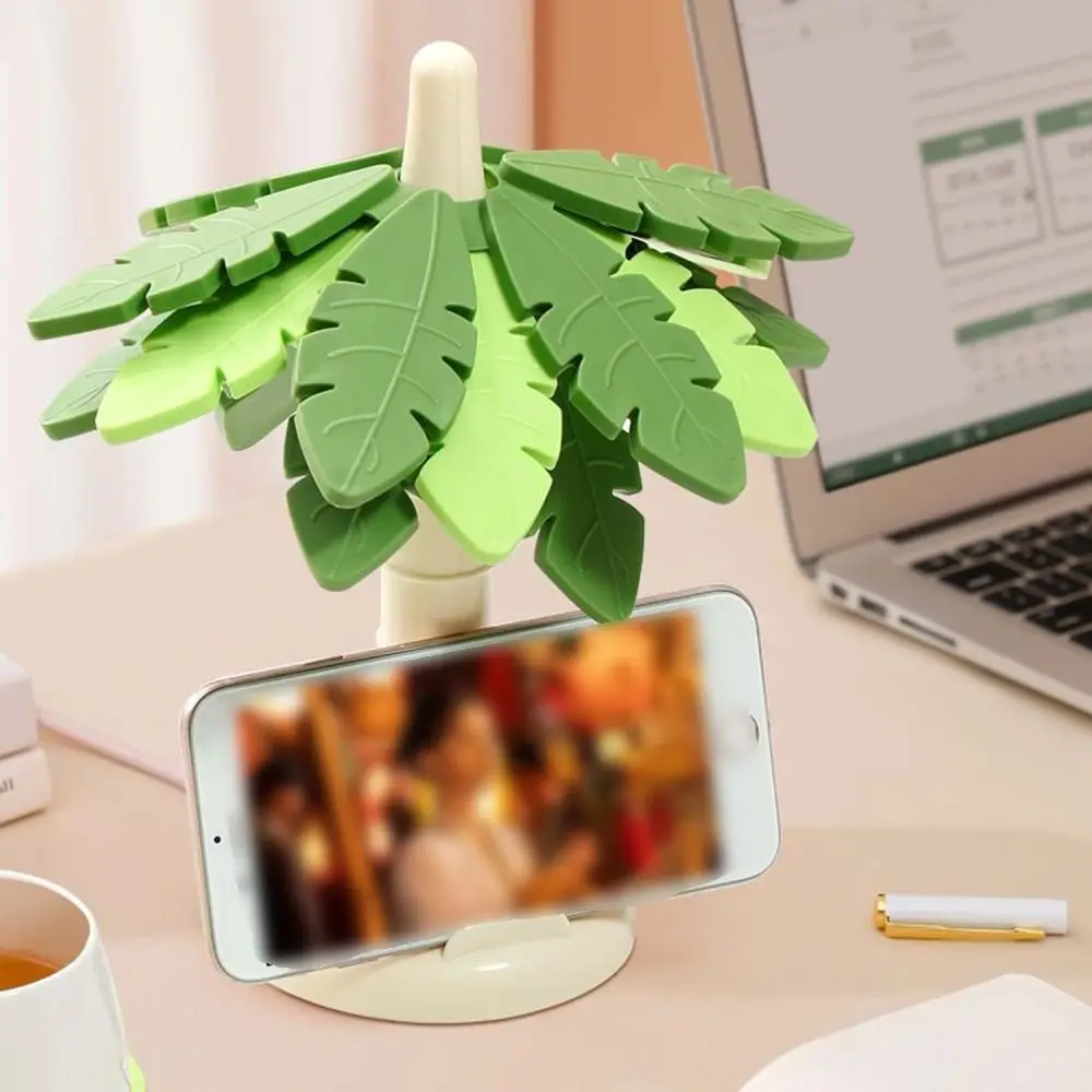 

Anti Scald Tree Shape Table Mat Heat Resistant Creative Dishes Insulation Pad with Stand Phone Stand Foldable Coaster
