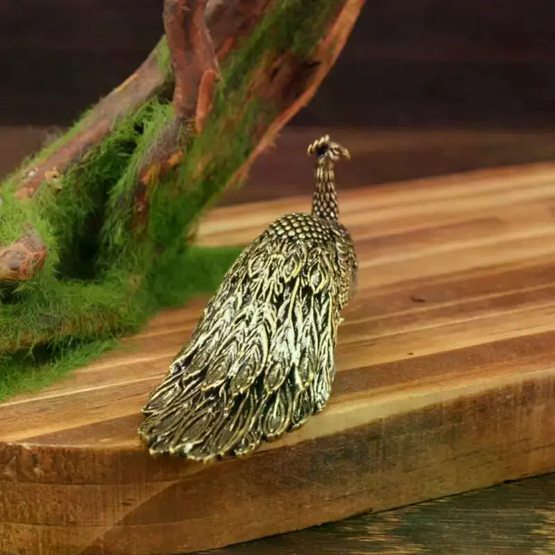 1pc Retro Peacock Ornament Home Decor Statue Figure Brass Chinese Handicraft Decoration Small Brass Ornament