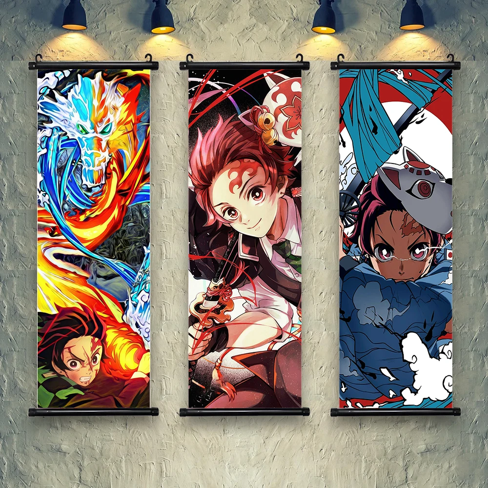 Demon Slayer Kamado Tanjirou Scroll Canvas Wall Hanging Painting Home Decor Anime Poster Wall Art Room Decoration