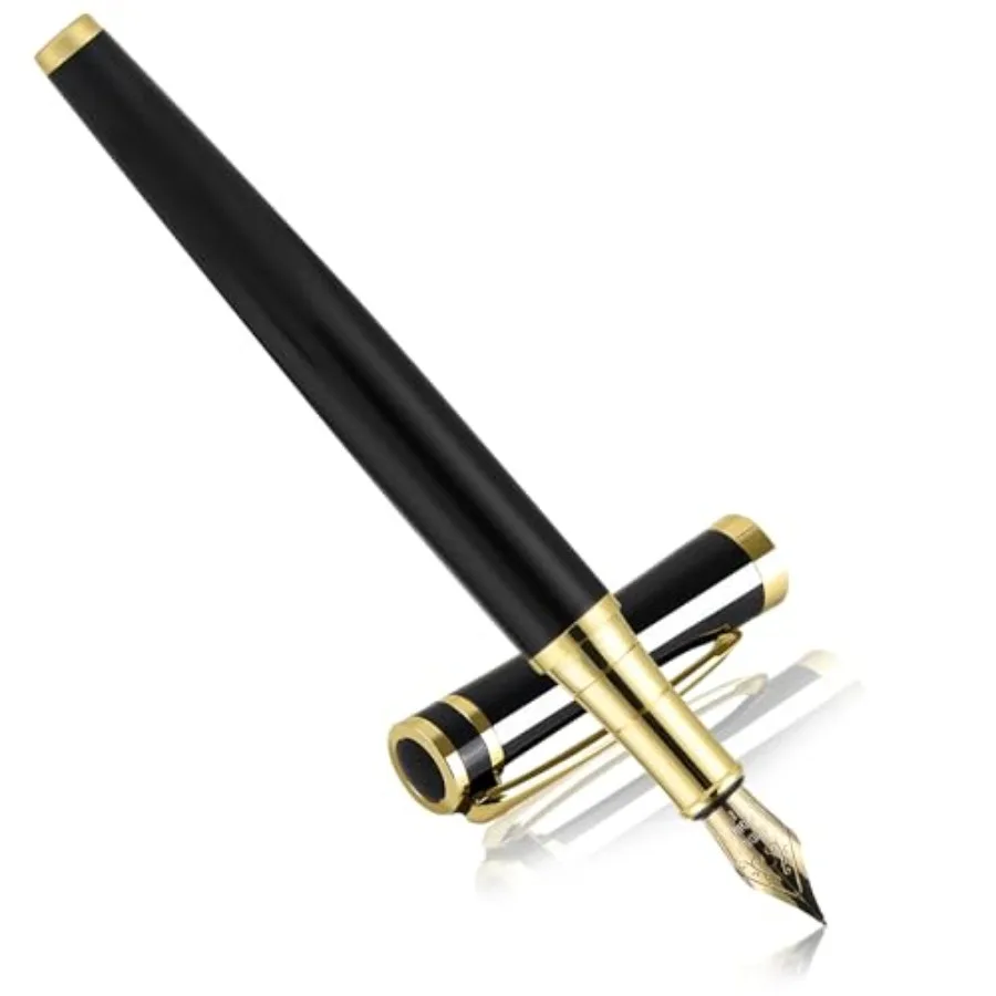 Fountain Pen, Medium Nib, Includes 8 Ink Cartridges [Black and Blue] and Ink Converter, Calligraphy Pen, Consistent Writing, Ni
