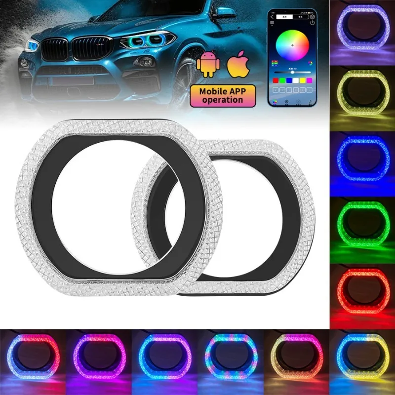 

2.5/3inch Car Led Angel Eyes Headlight RGB LED Halo Ring Light 5D APP Control DRL Daytime Running Light With Turn Signal Light