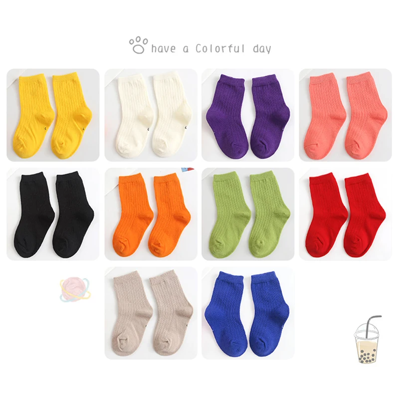 Candy Color Fashion Baby Socks Cute Kids Socks Boys Girls Soft Cotton Warm Socks Ready Stock Plain Children Toddler