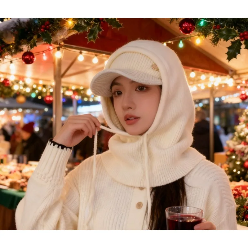 Conjunto de balaclava e viseira da moda – combinação de boné conversível e aquecedor de pescoço