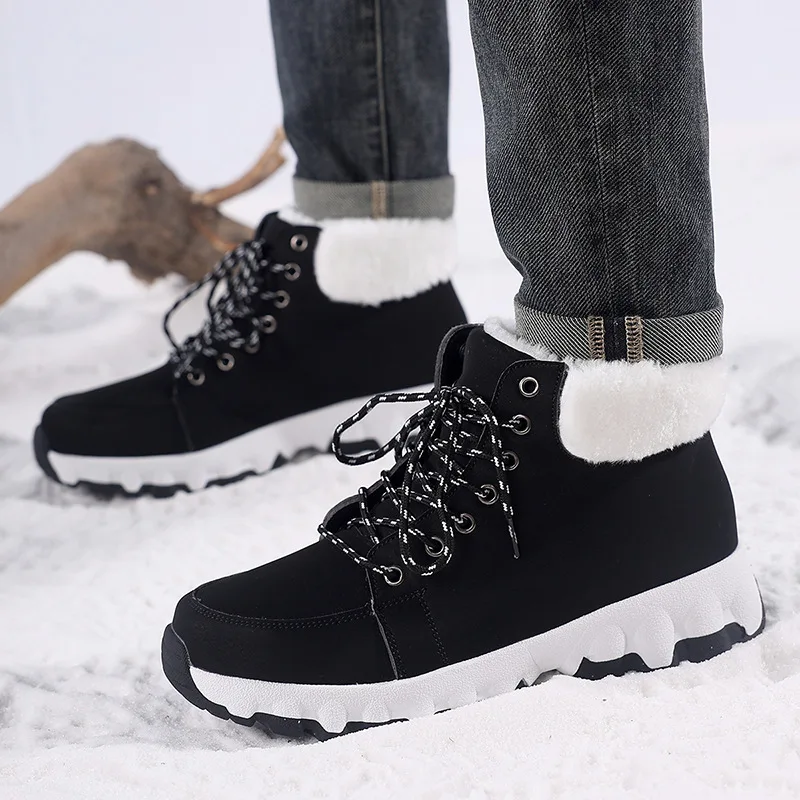 

Snow Boots Men Hiking Men Shoes Comfortable Ankle Boots Warm Fur Sneakers Winter Men's Platform Footwear Working Shoes Male